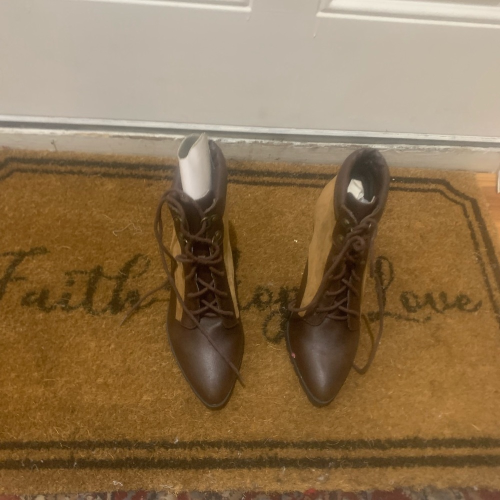 Brown and tan suede boots
